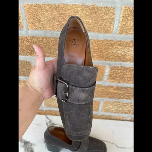 Aquatalia Womens Loreen Gray Loafer Heel shoes 9.5 - Picture 6 of 12